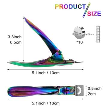 Acrylic Nail Cutter with Magnet Sizer & Length Measurement,Adjustable Stainless Nail Trimmer for Sal...
