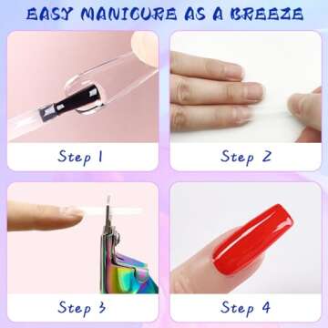 Acrylic Nail Cutter with Magnet Sizer & Length Measurement,Adjustable Stainless Nail Trimmer for Salon Home Nail Art, Professional Nail Clippers for Precise Manicures (Rainbow)