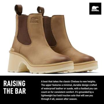 Sorel Women's Hi-Line Heel Chelsea Boots - Stylish, Comfortable, Waterproof