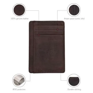 Leather Minimalist Wallets for Men & Women RFID Blocking