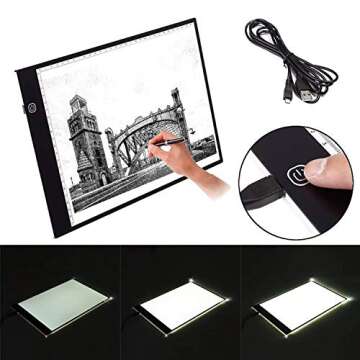 Kayueti A5 LED Drawing Tablet Thin Art Stencil Drawing Board Light Box tracing Table pad, for 5D Diamond Painting Full Drill Embroidery, Cross Stitch Embroidery, Embossing, Sewing Projects etc