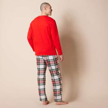Amazon Essentials Men's Soft Flannel Pajama Sleepwear Set (Available in Big & Tall), Red Tartan Plaid, Small