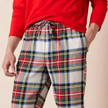 Amazon Essentials Men's Soft Flannel Pajama Sleepwear Set (Available in Big & Tall), Red Tartan Plaid, Small