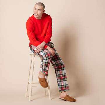 Amazon Essentials Men's Soft Flannel Pajama Sleepwear Set (Available in Big & Tall), Red Tartan Plaid, Small