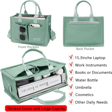 Stylish Canvas Tote Bag with Pockets for Women