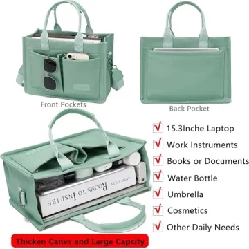 Stylish Canvas Tote Bag with Pockets for Women