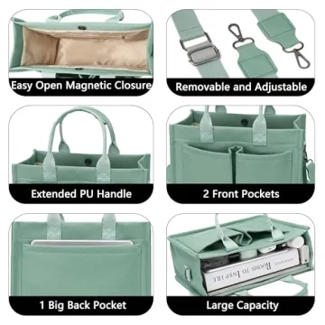 Stylish Canvas Tote Bag with Pockets for Women