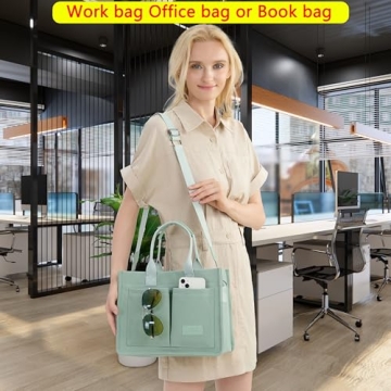 Stylish Canvas Tote Bag with Pockets for Women