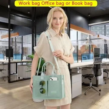 Stylish Canvas Tote Bag with Pockets for Women