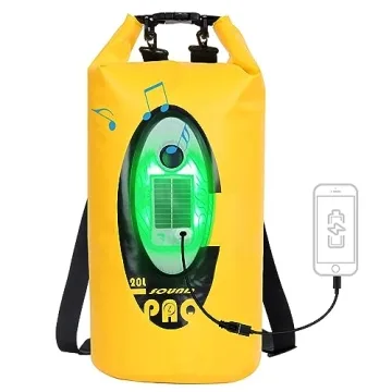 Qoolife 20L Waterproof Dry Bag with Bluetooth Speaker & LED Lights for Adventures