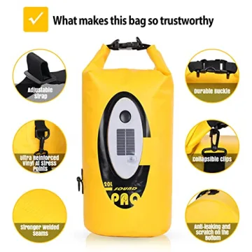 Qoolife Waterproof Dry Bag with Bluetooth Speaker and Lights