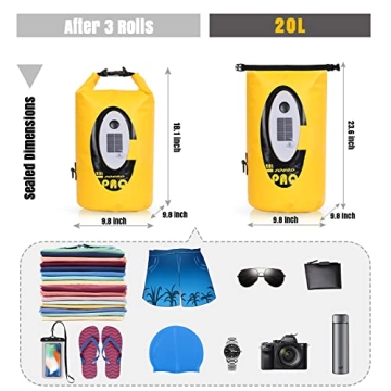Qoolife Waterproof Dry Bag with Bluetooth Speaker and Lights