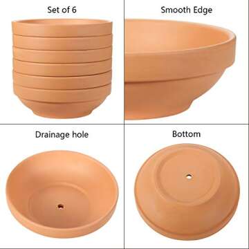 Durable Laergin 6.43 Inch Terra Cotta Pots Set of 6