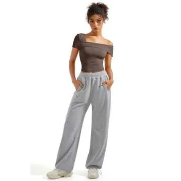 SUUKSESS Women One Off The Shoulder Summer Going Out Tank Tops Ruched Double Lined Casual Short Sleeve Shirts (Brown,M)