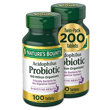 Nature's Bounty Acidophilus Probiotic, Daily Probiotic Supplement, Supports Digestive Health, Twin Pack, 100 Count (Pack of 2)