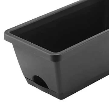 LEXININ Black Plastic Planter Box for Indoor and Outdoor Use