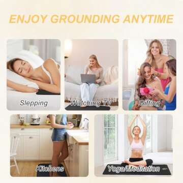 Grounding Mat for Bed for Improve Sleep, Inflammation, Pain Relief, 23 x 35 inch 3MM Thickened Large Grounding Mat Earthing for Working, Yoga, Living Room, Kitchen, Relieve Anxiety and Stress