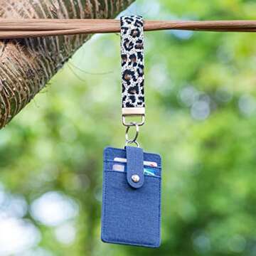 LNKRE JEWELRY Leopard Animal Print Wristlet Keychain Bracelet, Hand Wrist Lanyard Key Chain Holder Work for Key Wallets