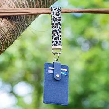 LNKRE JEWELRY Leopard Animal Print Wristlet Keychain Bracelet, Hand Wrist Lanyard Key Chain Holder Work for Key Wallets
