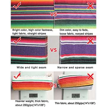 Vibrant 14x108 Mexican Serape Table Runner for Parties