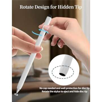 Stylus Pen for Touchscreen, Accokids 2 in 1 High Sensitivity Rotatable Stylus for Apple iPhone iPad ...