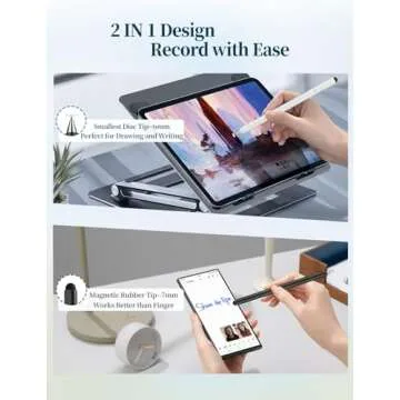 Stylus Pen for Touchscreen, Accokids 2 in 1 High Sensitivity Rotatable Stylus for Apple iPhone iPad Pro Android Tablets Chromebook All Universal Touch Screens with Extra 6 Tips (2Pack-Black/White)