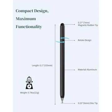 Stylus Pen for Touchscreen, Accokids 2 in 1 High Sensitivity Rotatable Stylus for Apple iPhone iPad Pro Android Tablets Chromebook All Universal Touch Screens with Extra 6 Tips (2Pack-Black/White)