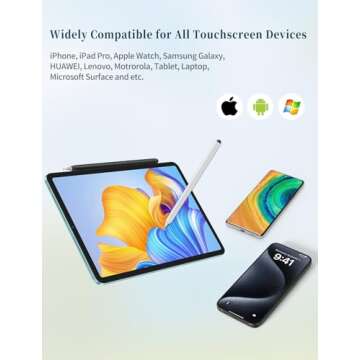 Stylus Pen for Touchscreen, Accokids 2 in 1 High Sensitivity Rotatable Stylus for Apple iPhone iPad Pro Android Tablets Chromebook All Universal Touch Screens with Extra 6 Tips (2Pack-Black/White)