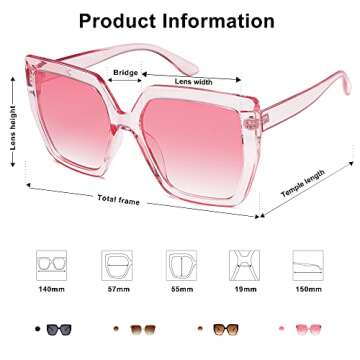 SOJOS Horned Rim Thick Sunglasses for Women Trendy Oversized Black Modern Hipster Fashion Shades SJ2161 with Transparent/Gradient Pink