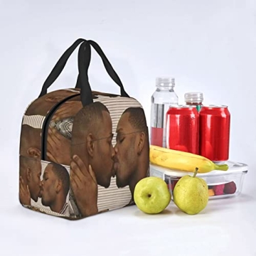 Stylish Two Black Men Kissing Meme Insulated Lunch Bag