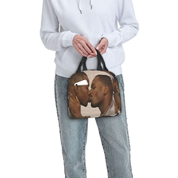 Stylish Two Black Men Kissing Meme Insulated Lunch Bag