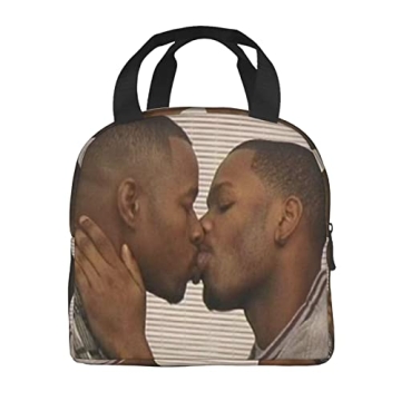 Stylish Two Black Men Kissing Meme Insulated Lunch Bag