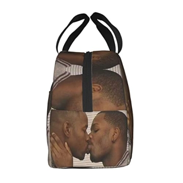 Stylish Two Black Men Kissing Meme Insulated Lunch Bag
