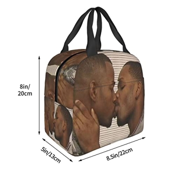 Stylish Two Black Men Kissing Meme Insulated Lunch Bag