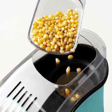Nostalgia Hot-Air Electric Popcorn Maker, 12 Cups, Healthy Oil Free Popcorn with Measuring Scoop, Aqua