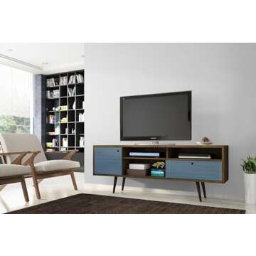 Manhattan Comfort Liberty Mid Century Modern TV Stand for Televisions up to 65 Inches, Bedroom and L...