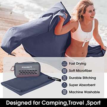 4Monster Camping Towels Super Absorbent, Fast Drying Microfiber Travel Towel, Quick Dry Ultra Soft C...