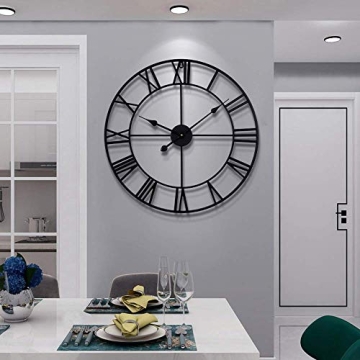 LEIKE 16-Inch Silent Non-Ticking Metal Wall Clock for Home