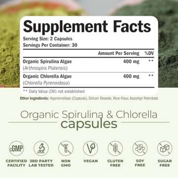 Organic Spirulina and Chlorella Capsules for Immune Support