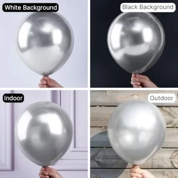PartyWoo Metallic Silver Balloons - 155 pcs for Any Event