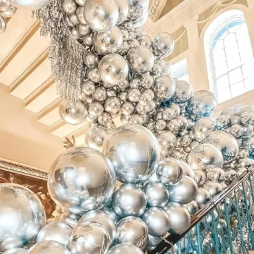 PartyWoo Metallic Silver Balloons - 155 pcs for Any Event
