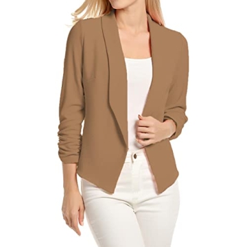 Plus Size Clothing for Women Boyfriend Blazers for Women Ladies Spring Blazers (Khaki, XXL)