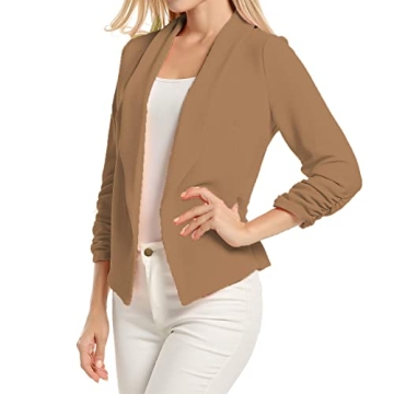 Plus Size Clothing for Women Boyfriend Blazers for Women Ladies Spring Blazers (Khaki, XXL)