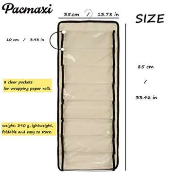 PACMAXI Double Sided Gift Wrap Organizer Storage With Multiple Pocket, Hanging Gift Wrapping Paper Organizer Containers Rolls Storage Bag