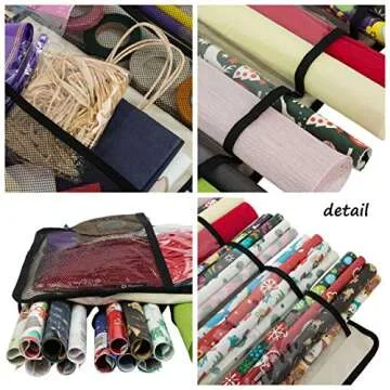 PACMAXI Double Sided Gift Wrap Organizer Storage With Multiple Pocket, Hanging Gift Wrapping Paper Organizer Containers Rolls Storage Bag