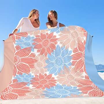 WIWIGO Beach Blanket Sandproof Extra Large Beach Mat Adults Waterproof Quick Drying Sand Free Mat Made by Premium Polyester with 4 Stakes & 4 Corner Pockets for Outdoor Travel Camping Hiking