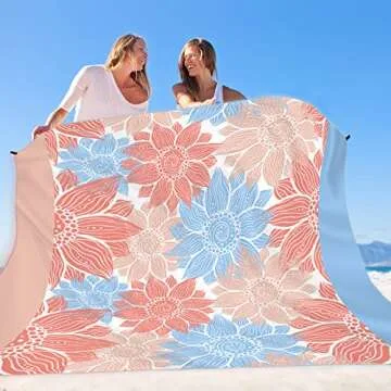 WIWIGO Beach Blanket Sandproof Extra Large Beach Mat Adults Waterproof Quick Drying Sand Free Mat Made by Premium Polyester with 4 Stakes & 4 Corner Pockets for Outdoor Travel Camping Hiking