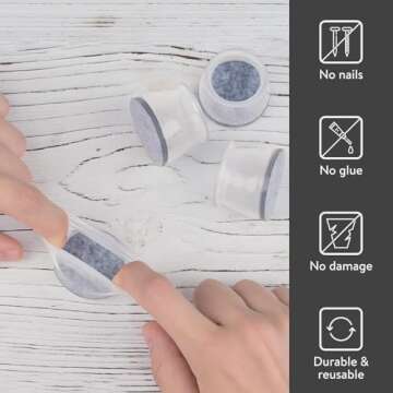 Aneaseit Chair Leg Floor Protectors - 16 pcs Clear - Felt Bottom Silicone Pads for Hardwood Floors &...