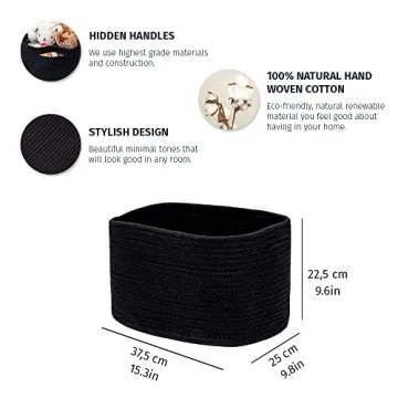 Stylish OrganiHaus Black Storage Baskets Set of 3