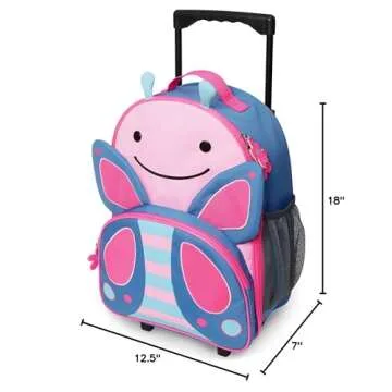 Skip Hop Kids Luggage with Wheels, Zoo, Butterfly